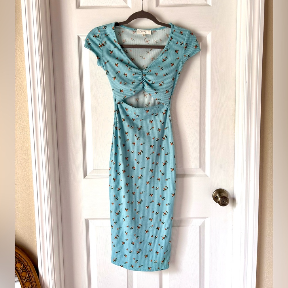 Jessica Simpson Blue Ruched Bodycon Dress